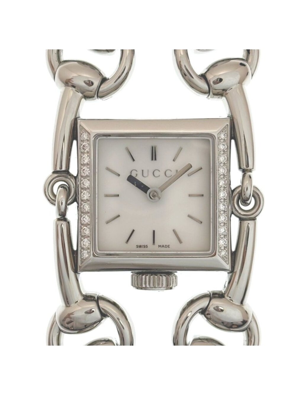 Gucci Signoria Diamond Bezel 116.5 Watch Stainless Steel White Shell Dial Quartz